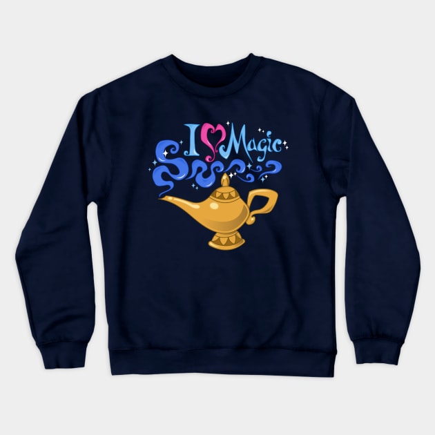 Aladdin's Lamp - I Love Magic Crewneck Sweatshirt by Gartdog